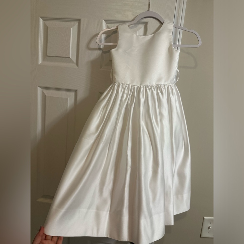 Us Angels White Satin Flower Girl Dress